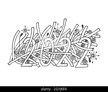 2022 kritzelnde Inschrift, Neujahrsnummer Frohe Weihnachten. Isolierter, weißer Hintergrund. Vektorgrafik Stock Vektor