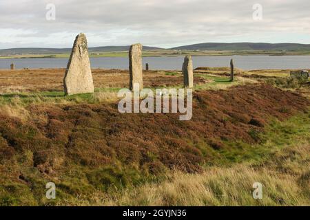 Ring of Brodgar, Neolithische Steinhenge, Orkney, Schottland, Großbritannien Stockfoto