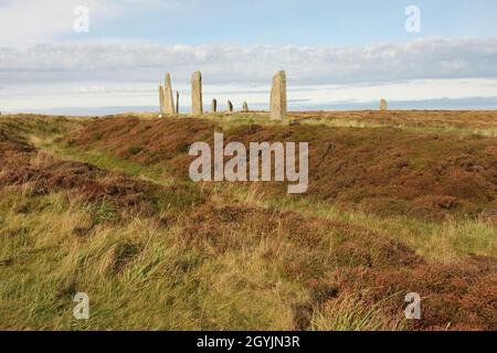 Ring of Brodgar, Neolithische Steinhenge, Orkney, Schottland, Großbritannien Stockfoto