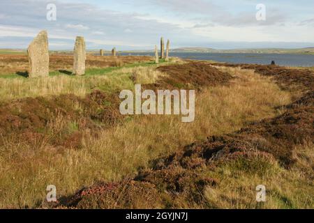Ring of Brodgar, Neolithische Steinhenge, Orkney, Schottland, Großbritannien Stockfoto