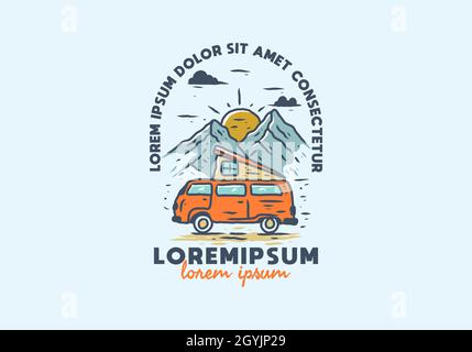 Bunte Illustration Zeichnung von Auto Camping Design Stock Vektor