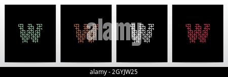 Wicker bilden Buchstaben Logo Design W Stock Vektor