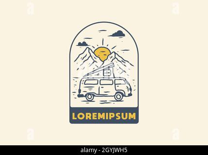 Linie Kunst Illustration Zeichnung von Wohnmobil-Design Stock Vektor