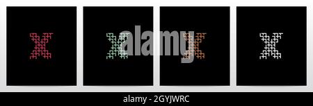 Wicker bilden Buchstaben Logo Design X Stock Vektor