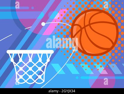 Banner mit Basketball-Elementen. Sport-Plakatmuster in flacher Form. Stock Vektor