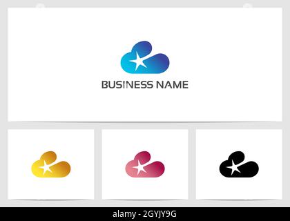 Shooting Star Auf Cloud Logo Design Stock Vektor