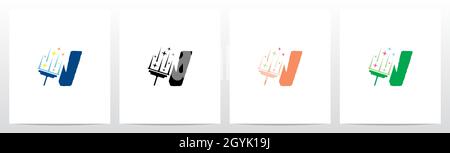 Glasschaber Reinigung Brief Logo Design V Stock Vektor