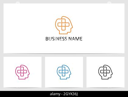 Plus Kreuz Zeichen Innen Human Head Logo Design Stock Vektor