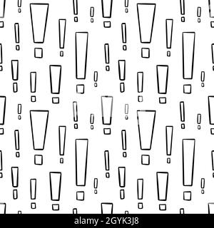 Ausrufezeichen nahtloses Muster. Handgezeichneter Doodle-Hintergrund. Vektorgrafik. Stock Vektor