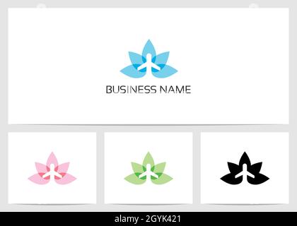 Flugzeug Auf Blumenblatt Logo Design Stock Vektor
