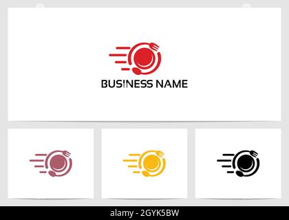 Teller Löffel Und Gabel Rolling Fast Logo Design Stock Vektor