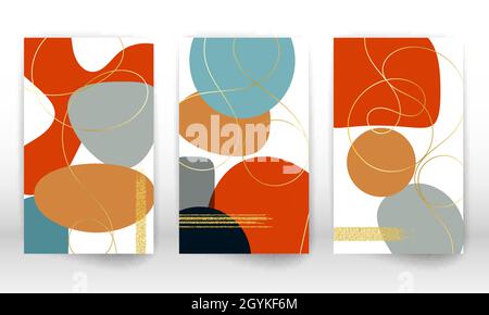 Abdeckung mit Aquarell-Effekt. Satz abstrakter, handgezeichneter geometrischer Formen. Stock Vektor