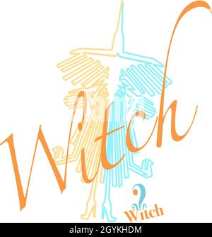 halloween Hexe. Welche Hexe, ein Spiel mit Worten Stock Vektor