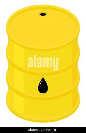 Symbol für gelbes Ölfass isoliert auf Weiß. Isometrische Vektorgrafik Petroleum. Stock Vektor
