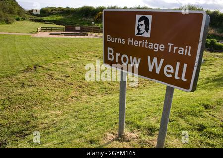 Schild Burns Heritage Trail, Brow Well, Dumfries & Galloway, Schottland Stockfoto