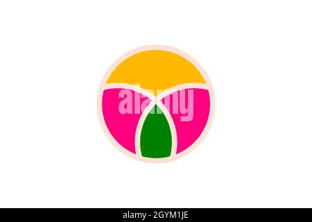 Design-Konzept-Vorlage für Sun Rose Logo. Stock Vektor