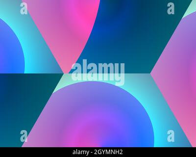 Abstrakter Hintergrund, künstlerisch bunt blau cyan pink lila grün fluoreszierend geometrische dekorative Gradienten Muster Stockfoto