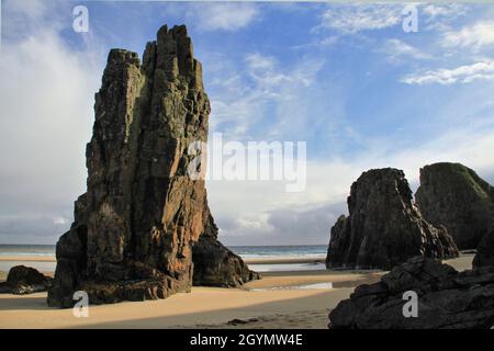Rock Stacks am Garry Beach, Isle of Lewis Stockfoto