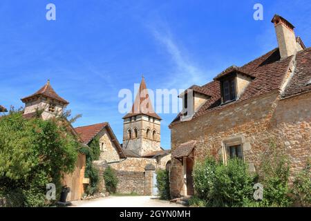 Blick auf Carennac, eines der schönsten Dörfer Frankreichs Stockfoto