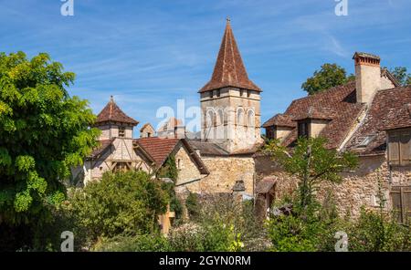 Blick auf Carennac, eines der schönsten Dörfer Frankreichs Stockfoto