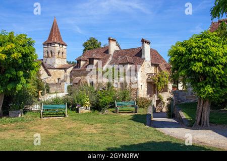 Blick auf Carennac, eines der schönsten Dörfer Frankreichs Stockfoto