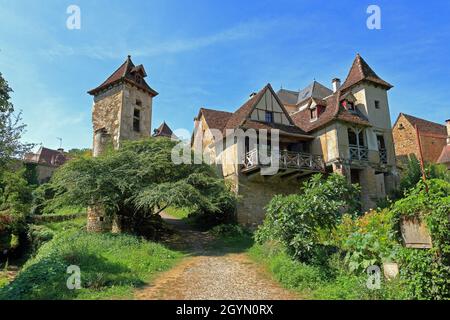 Blick auf Carennac, eines der schönsten Dörfer Frankreichs Stockfoto