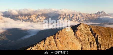 Blick vom Col di Lana auf die Puez-Gruppe, Südtirol, dolomiten, Italien Stockfoto