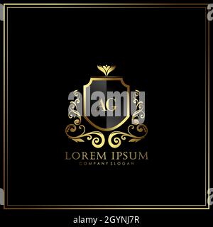 AG Initial Letter Luxury Logo Vorlage in Vektor für Restaurant, Royalty, Boutique, Café, Hotel, heraldic, Schmuck, Mode und andere Vektor illustrat Stock Vektor