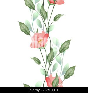 Zartes Blumenmuster. Nahtloser Rahmen im Aquarellstil Stockfoto