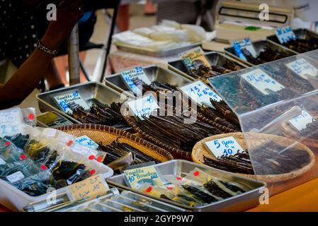 Vanille Verkauf bei Saint Paul Marktplatz, Insel Reunion Stockfoto