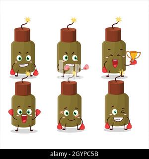 Ein sportlicher Feuerwerkskörper explosive Boxsportler Cartoon Maskottchen-Design. Vektorgrafik Stock Vektor