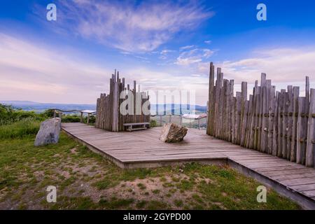 Aussichtspunkt auf Mont Brouilly, Beaujolais, Frankreich Stockfoto