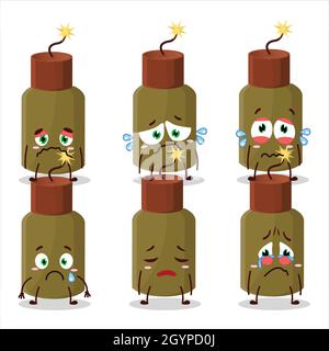 Feuerwerkskörper explosive Cartoon-Figur mit trauriger Ausdruck. Vektorgrafik Stock Vektor
