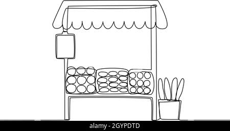 Supermarkt oder Bäckerei Stall am Marktplatz Stock Vektor