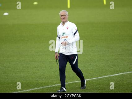 Turin, Italien. Okt. 2021. Trainer von Frankreich Didier Deschamps während des französischen Teamtrainings zur Vorbereitung auf das Finale der UEFA Nations League am 8. Oktober 2021 im Stadio Olimpico Grande Torino in Turin, Italien - Foto: Jean Catuffe/DPPI/LiveMedia Kredit: Unabhängige Fotoagentur/Alamy Live News Stockfoto