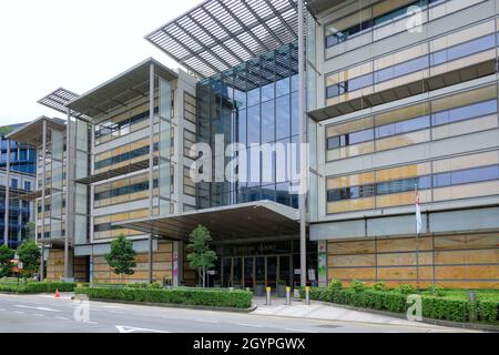 Eingang zum Singapore Supreme Court Building vom Parliament Place Stockfoto
