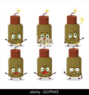 Cartoon Charakter von Feuerwerkskörper explosiv mit welchem Ausdruck. Vektorgrafik Stock Vektor