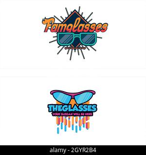 Farbenfroh verspieltes Brillenlogo-Design Stock Vektor