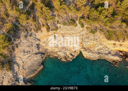 Luftaufnahme der Insel Hvar in der Adria, Kroatien Stockfoto
