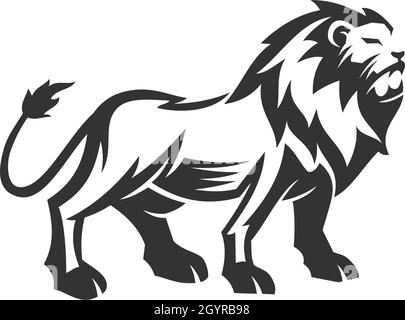 Löwe stehend Abbildung Emblem Maskottchen Design Vorlage Stock Vektor