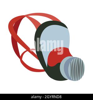 Respiratorabdeckung und Abschirmung flache Symbolvektorzeichnung, Design-Illustration Stock Vektor