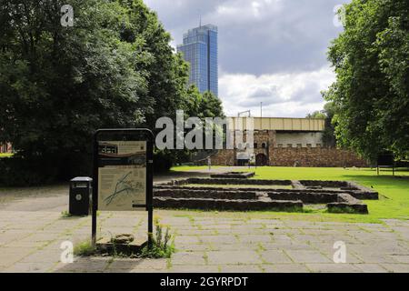 Der Standort der alten Römischen fort von Mancunium, Castlefield, Manchester City, Lancashire, England, Großbritannien Stockfoto