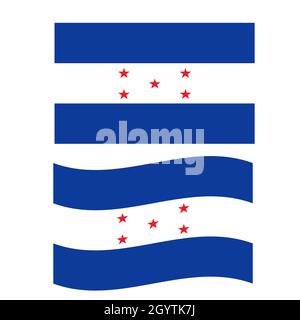 Honduras Flagge winkende Form auf weißem Hintergrund. Flagge von Honduras. Stockfoto