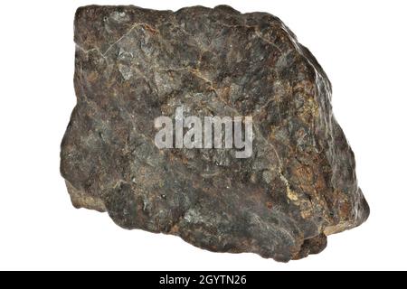 Fragment des NWA 869 Meteoriten isoliert auf weißem Hintergrund Stockfoto