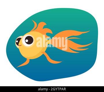 Tropischer Goldfisch. Kleine Landschaft. Unterwasserwelt. Wilde Tiere. Meer, Meer. Sommerwasser. Isoliert auf weißem Hintergrund. Illustration in Cartoon Stock Vektor