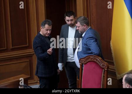 Nicht exklusiv: KIEW, UKRAINE - 08. OKTOBER 2021 - während der Parlamentssitzung in Kiew, der Hauptstadt der Ukraine, werden Abgeordnete gesehen Stockfoto