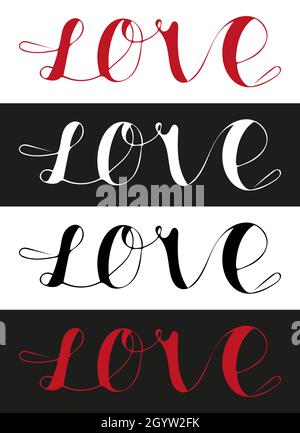 Grußkarte zum Valentinstag mit Schriftzug zum Thema Liebe.Vektor-Illustration. Stock Vektor