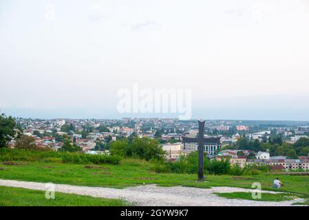 Die Aussicht vom Hügel nach Kutaisi ist wunderbar Stockfoto