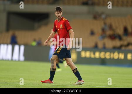 Sevilla, Spanien. Okt. 2021. Fer Nino (ESP) Fußball/Fußball : UEFA U-21 Meisterschaft Qualifikationsrunde Spiel zwischen U21 Spanien 3-2 U21 Slowakei im Estadio La Cartuja de Sevilla in Sevilla, Spanien . Quelle: Mutsu Kawamori/AFLO/Alamy Live News Stockfoto