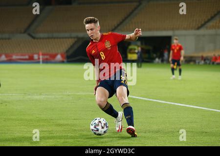 Sevilla, Spanien. Okt. 2021. Benat Turrientes (ESP) Fußball/Fußball : UEFA U-21 Meisterschaft Qualifikationsrunde Spiel zwischen U21 Spanien 3-2 U21 Slowakei im Estadio La Cartuja de Sevilla in Sevilla, Spanien . Quelle: Mutsu Kawamori/AFLO/Alamy Live News Stockfoto